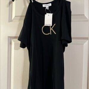 Calvin Klein Black Tee with Gold CK Emblem